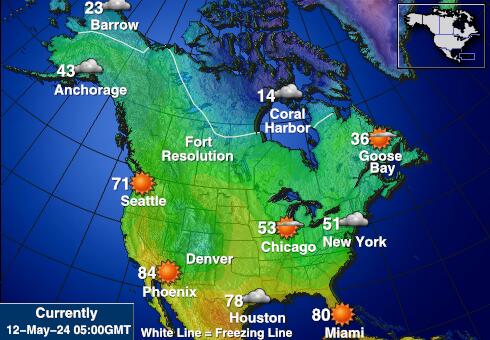 США Иллинойс Карта погоды Температура 