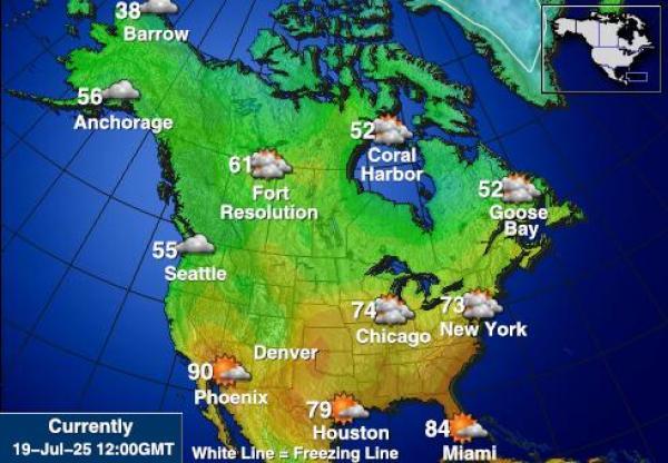 SAD Illinois Vremenska prognoza, Temperatura, karta