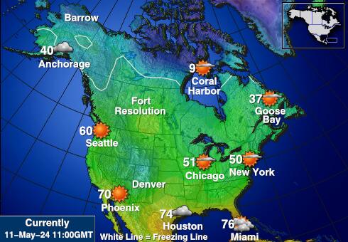 संयुक्त राज्य अमेरिका इंडियाना मौसम का तापमान मानचित्र 