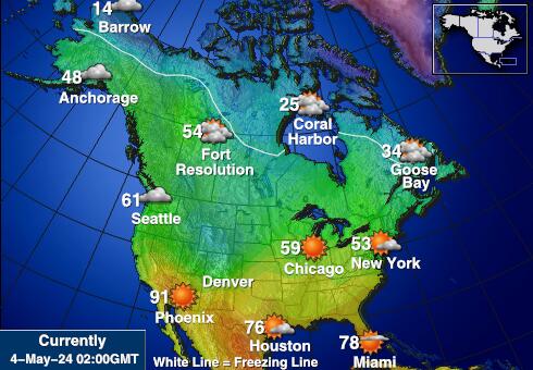 الولايات المتحدة الأمريكية مونتانا خريطة درجة حرارة الطقس 