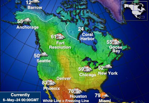 САЩ Невада Температурна карта за времето 