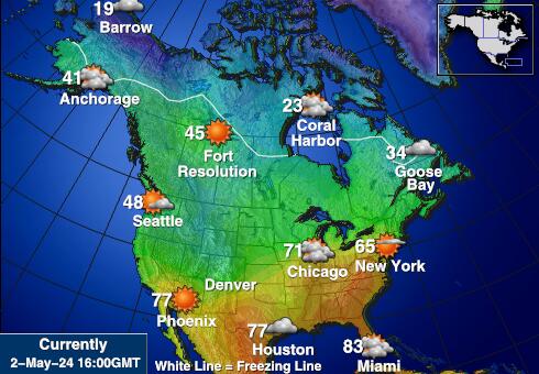 США Невада Карта погоды Температура 