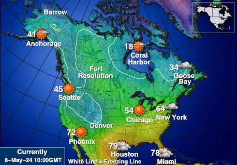 США Нью-Гемпшир Карта погоды Температура 