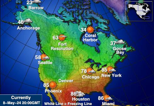 США Северная Дакота Карта погоды Температура 