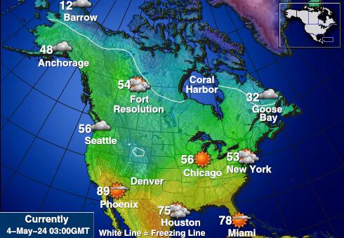 الولايات المتحدة الأمريكية داكوتا الشمالية خريطة درجة حرارة الطقس 