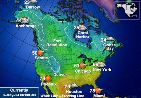 САЩ Орегон Температурна карта за времето 