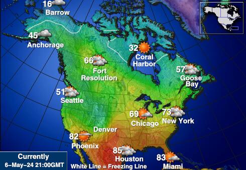 США Род-Айленд Карта погоды Температура 