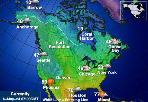 САЩ Южна Дакота Температурна карта за времето 