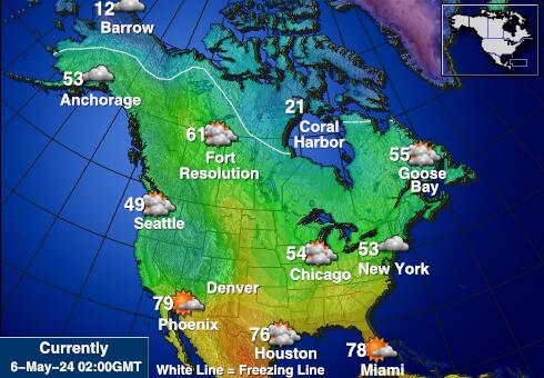 САЩ Върмонт Температурна карта за времето 