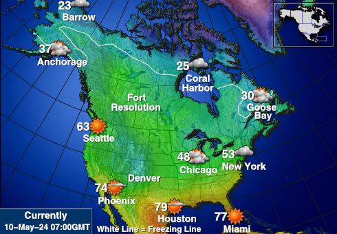 الولايات المتحدة الأمريكية فيرمونت خريطة درجة حرارة الطقس 
