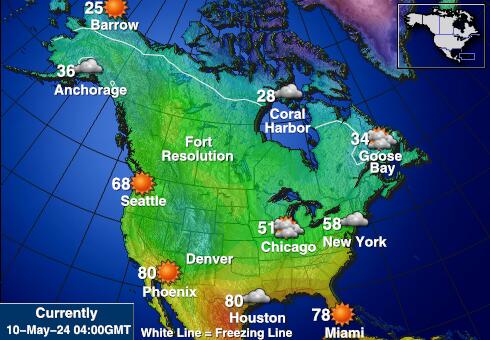 USA Washington Mapa teplôt počasia 