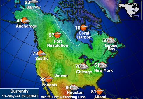 Amerika Serikat West virginia Peta Suhu Cuaca 