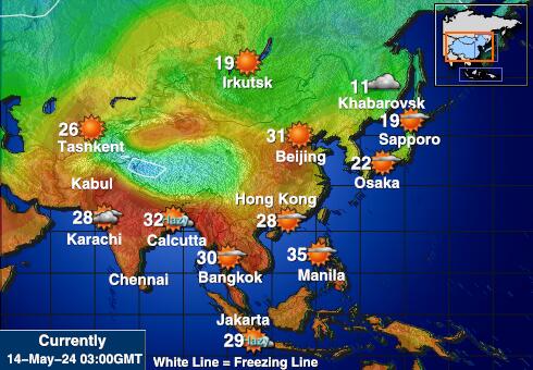 Узбекистан Карта погоды Температура 