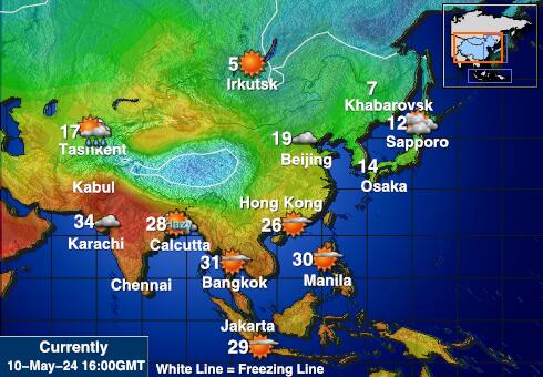 Uzbekistan Mapa teplôt počasia 