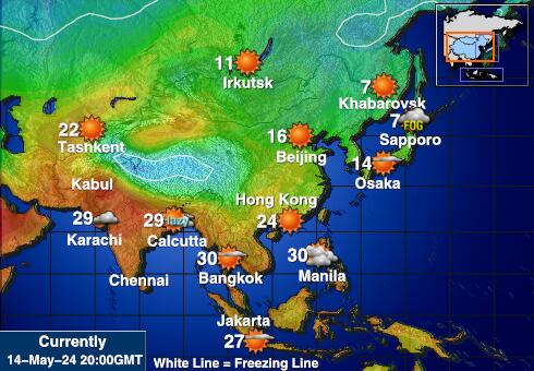 อุซเบกิ แผนที่อุณหภูมิสภาพอากาศ 