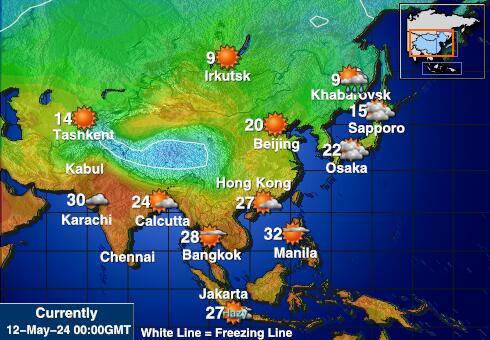 Üzbegisztán Időjárás hőmérséklet térképen 