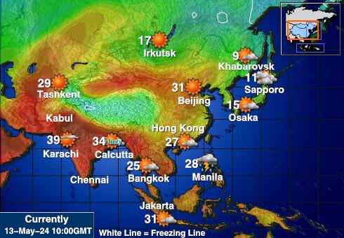 Узбекистан Карта температури погоди 