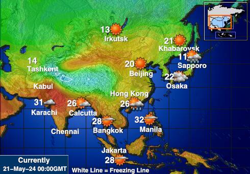 Uzbekistan Sää lämpötila kartta 