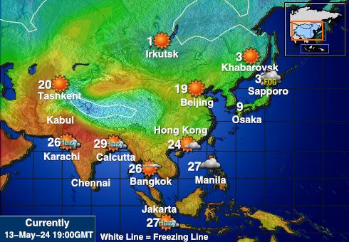 Ουζμπεκιστάν Θερμοκρασία Καιρός χάρτη 