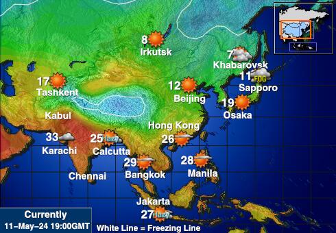Üzbegisztán Időjárás hőmérséklet térképen 
