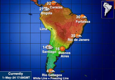 Venecuela Vremenska prognoza, Temperatura, karta 