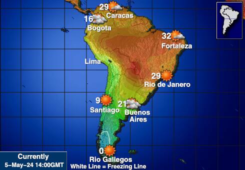 Венецуела Временска прогноза, Температура, Карта 