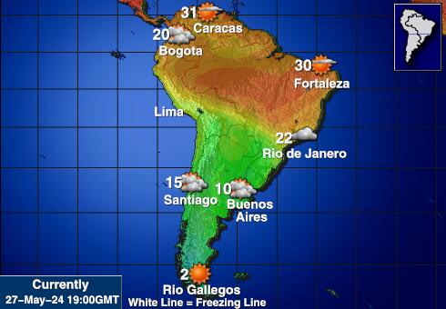 Venezuela Mapa počasí teplota 