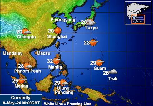 Vietnam Mapa temperatura Tempo 