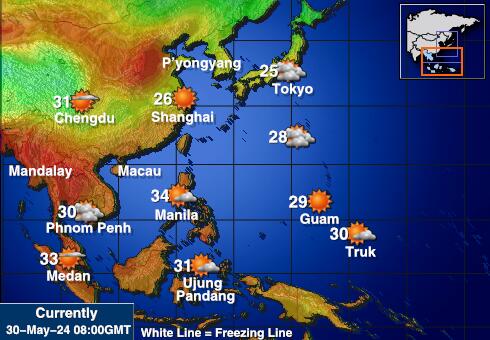 वियतनाम मौसम का तापमान मानचित्र 