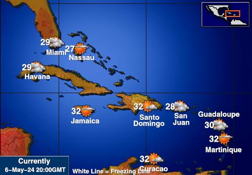 Virgin Islands US Mapa temperatura Tempo 