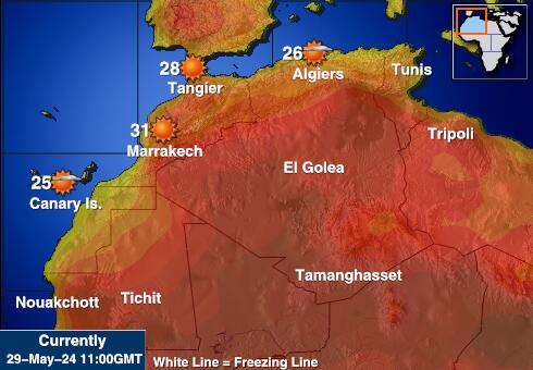 Tây Sahara Bản đồ nhiệt độ thời tiết 