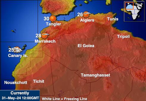Länsi-Sahara Sää lämpötila kartta 