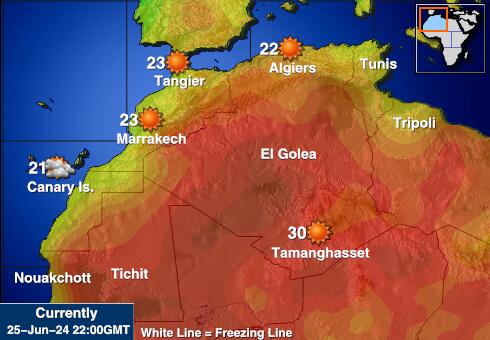 Nyugat-Szahara Időjárás hőmérséklet térképen 