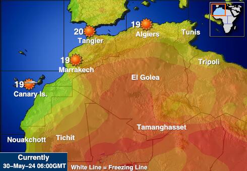 Westelijke Sahara Weer temperatuur kaart 
