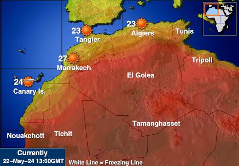 Västsahara Vädertemperaturkarta 