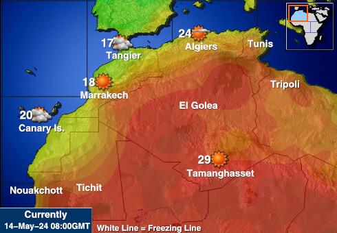 Західна Сахара Карта температури погоди 