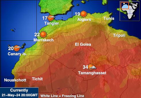 Westelijke Sahara Weer temperatuur kaart 