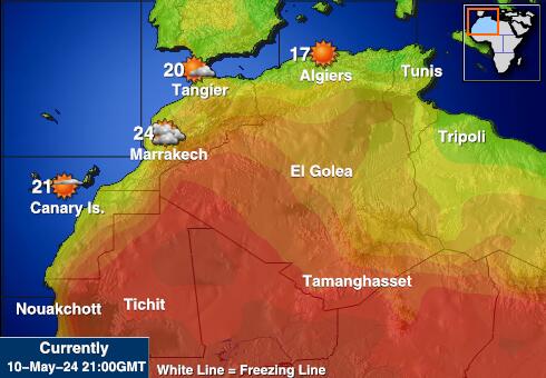 Západná Sahara Mapa teplôt počasia 