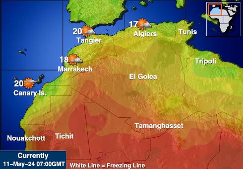 Western Sahara Mapa temperatura Tempo 
