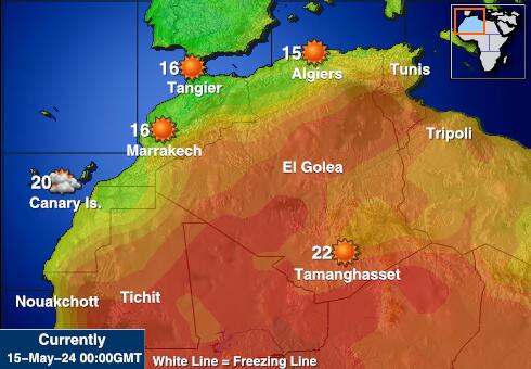 Nyugat-Szahara Időjárás hőmérséklet térképen 