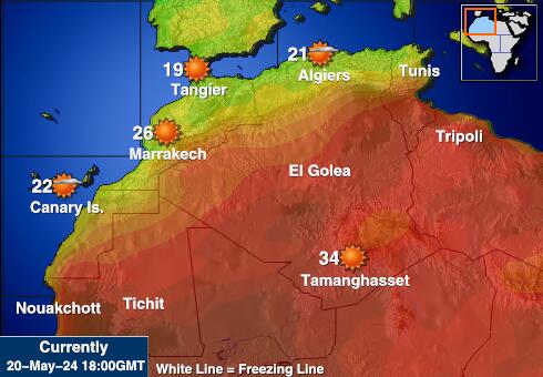 Western Sahara Mapa temperatura Tempo 