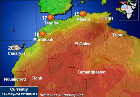 Länsi-Sahara Sää lämpötila kartta 