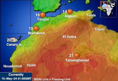 Western Sahara Laika temperatūra karte 