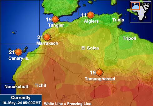مغربی صحرا موسم درجہ حرارت کا نقشہ 