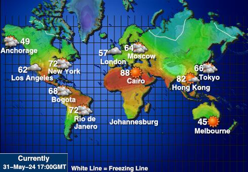 Світ Карта температури погоди 