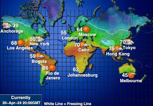 عالم خريطة درجة حرارة الطقس 