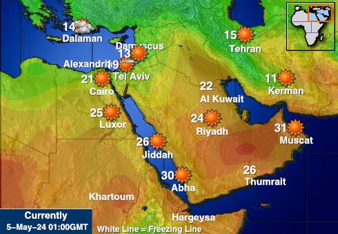 Jemen Mapa teplôt počasia 