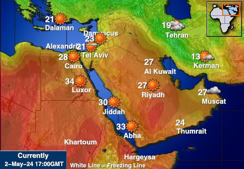 Йемен Карта погоды Температура 