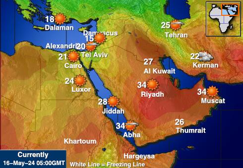 เยเมน แผนที่อุณหภูมิสภาพอากาศ 