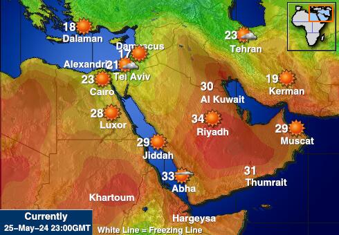 Jemen Időjárás hőmérséklet térképen 